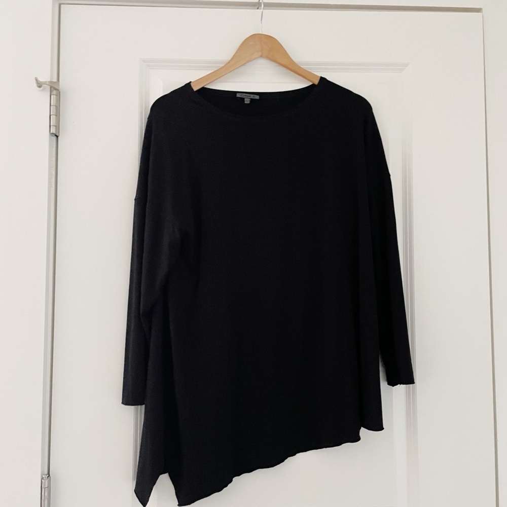 OSKA Long Sleeve Viscose Round Neck Asymmetrical Top